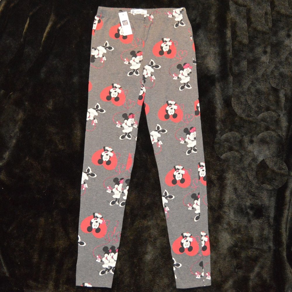 Gap Kids Factory NWT Disney Mickey Minnie Mouse Gray Leggings XXL 13